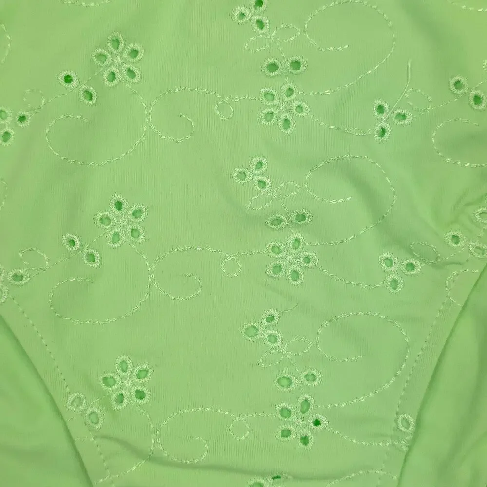 Frankies Bikinis Jasper Swim Bikini Bottom Mint Green Floral Eyelet